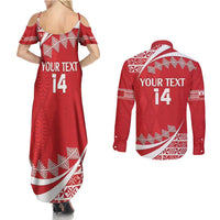 Custom Mate Maa Tonga Couples Matching Summer Maxi Dress and Long Sleeve Button Shirt 2024 Go Champions