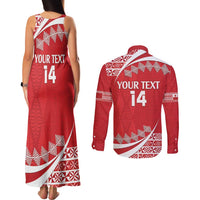 Custom Mate Maa Tonga Couples Matching Tank Maxi Dress and Long Sleeve Button Shirt 2024 Go Champions