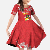 Custom Mate Maa Tonga Family Matching Long Sleeve Bodycon Dress and Hawaiian Shirt 2024 Go Champions LT14 Daughter's Dress Red - Polynesian Pride