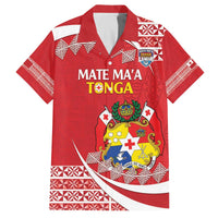 Custom Mate Maa Tonga Family Matching Off The Shoulder Long Sleeve Dress and Hawaiian Shirt 2024 Go Champions LT14 Dad's Shirt - Short Sleeve Red - Polynesian Pride