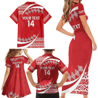 Custom Mate Maa Tonga Family Matching Short Sleeve Bodycon Dress and Hawaiian Shirt 2024 Go Champions
