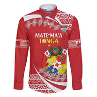 Custom Mate Maa Tonga Family Matching Tank Maxi Dress and Hawaiian Shirt 2024 Go Champions LT14 Dad's Shirt - Long Sleeve Red - Polynesian Pride