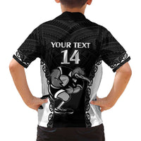 Aotearoa Rugby Custom Family Matching Tank Maxi Dress and Hawaiian Shirt Maori Kiwi - Mascot Style LT14 - Polynesian Pride