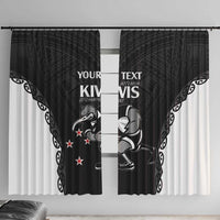 Aotearoa Rugby Custom Window Curtain Maori Kiwi - Mascot Style LT14 With Hooks Black - Polynesian Pride