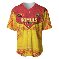 Papua New Guinea Rugby Custom Baseball Jersey Go Kumuls PNG - Polynesian Pattern LT14 Yellow - Polynesian Pride