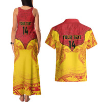 Papua New Guinea Rugby Custom Couples Matching Tank Maxi Dress and Hawaiian Shirt Go Kumuls PNG - Polynesian Pattern