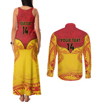 Papua New Guinea Rugby Custom Couples Matching Tank Maxi Dress and Long Sleeve Button Shirt Go Kumuls PNG - Polynesian Pattern