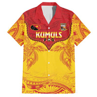Papua New Guinea Rugby Custom Family Matching Off Shoulder Short Dress and Hawaiian Shirt Go Kumuls PNG - Polynesian Pattern LT14 Dad's Shirt - Short Sleeve Yellow - Polynesian Pride