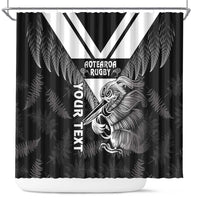 Aotearoa Silver Fern Rugby Custom Shower Curtain 2024 Go Kiwi LT14 Black - Polynesian Pride