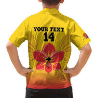 Orchids PNG Rugby Custom Family Matching Puletasi and Hawaiian Shirt Go Champions Papua New Guinea