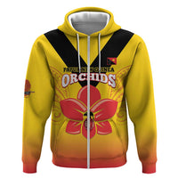 Orchids PNG Rugby Custom Hoodie Go Champions Papua New Guinea LT14 Zip Hoodie Yellow - Polynesian Pride