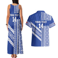 Fetu Samoa Rugby Custom Couples Matching Tank Maxi Dress and Hawaiian Shirt Siapo Pattern - Sporty Style LT14 - Polynesian Pride