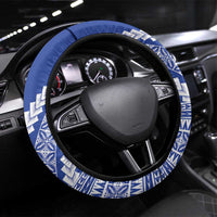Fetu Samoa Rugby Steering Wheel Cover Siapo Pattern - Sporty Style LT14 Universal Fit Blue - Polynesian Pride