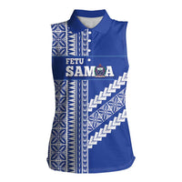 Fetu Samoa Rugby Custom Women Sleeveless Polo Shirt Siapo Pattern - Sporty Style LT14 Female Blue - Polynesian Pride