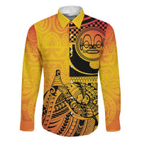 Marquesas Islands Family Matching Off The Shoulder Long Sleeve Dress and Hawaiian Shirt Marquesan Matatiki Fish Hook Patutiki - Polynesian Pride