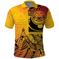 Marquesas Islands Polo Shirt Marquesan Matatiki Fish Hook Patutiki LT14 Yellow - Polynesian Pride