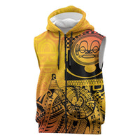 Marquesas Islands Sleeveless Zip Hoodie Marquesan Matatiki Fish Hook Patutiki LT14 Yellow - Polynesian Pride