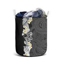 Black Samoa Tattoo Laundry Basket Plumeria Samoan Ocean Tatau Pattern - Polynesian Pride
