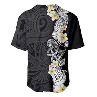 Black Samoa Tattoo Baseball Jersey Plumeria Samoan Ocean Tatau Pattern LT14 - Polynesian Pride
