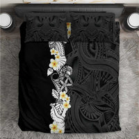 Black Samoa Tattoo Bedding Set Plumeria Samoan Ocean Tatau Pattern - Polynesian Pride