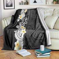 Black Samoa Tattoo Blanket Plumeria Samoan Ocean Tatau Pattern - Polynesian Pride