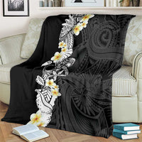 Black Samoa Tattoo Blanket Plumeria Samoan Ocean Tatau Pattern - Polynesian Pride