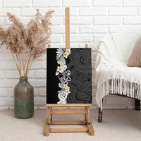 Black Samoa Tattoo Canvas Wall Art Plumeria Samoan Ocean Tatau Pattern - Polynesian Pride