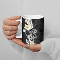 Black Samoa Tattoo Ceramic Mug Plumeria Samoan Ocean Tatau Pattern - Polynesian Pride