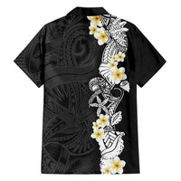 Black Samoa Tattoo Family Matching Off Shoulder Maxi Dress and Hawaiian Shirt Plumeria Samoan Ocean Tatau Pattern LT14 - Polynesian Pride