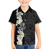 Black Samoa Tattoo Family Matching Off Shoulder Maxi Dress and Hawaiian Shirt Plumeria Samoan Ocean Tatau Pattern LT14 Son's Shirt Black - Polynesian Pride