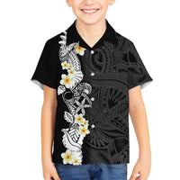 Black Samoa Tattoo Family Matching Summer Maxi Dress and Hawaiian Shirt Plumeria Samoan Ocean Tatau Pattern - Polynesian Pride