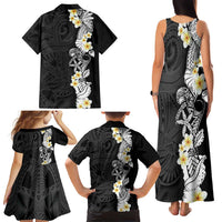 Black Samoa Tattoo Family Matching Tank Maxi Dress and Hawaiian Shirt Plumeria Samoan Ocean Tatau Pattern LT14 - Polynesian Pride