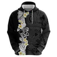Black Samoa Tattoo Hoodie Plumeria Samoan Ocean Tatau Pattern LT14 - Polynesian Pride