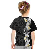 Black Samoa Tattoo Kid T Shirt Plumeria Samoan Ocean Tatau Pattern LT14 - Polynesian Pride
