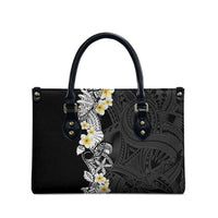 Black Samoa Tattoo Leather Bag Plumeria Samoan Ocean Tatau Pattern - Polynesian Pride
