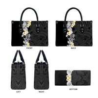 Black Samoa Tattoo Leather Bag Plumeria Samoan Ocean Tatau Pattern - Polynesian Pride