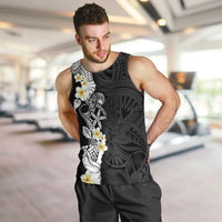 Black Samoa Tattoo Men Tank Top Plumeria Samoan Ocean Tatau Pattern - Polynesian Pride