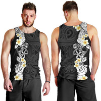 Black Samoa Tattoo Men Tank Top Plumeria Samoan Ocean Tatau Pattern - Polynesian Pride
