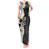 Black Samoa Tattoo Tank Maxi Dress Plumeria Samoan Ocean Tatau Pattern - Polynesian Pride