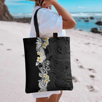 Black Samoa Tattoo Tote Bag Plumeria Samoan Ocean Tatau Pattern - Polynesian Pride