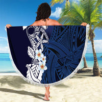Blue Samoa Tattoo Beach Blanket Plumeria Samoan Ocean Tatau Pattern - Polynesian Pride