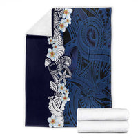 Blue Samoa Tattoo Blanket Plumeria Samoan Ocean Tatau Pattern - Polynesian Pride
