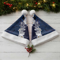 Blue Samoa Tattoo Christmas Santa Hat Plumeria Samoan Ocean Tatau Pattern - Polynesian Pride