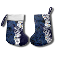 Blue Samoa Tattoo Christmas Stocking Plumeria Samoan Ocean Tatau Pattern - Polynesian Pride