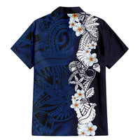 Blue Samoa Tattoo Family Matching Mermaid Dress and Hawaiian Shirt Plumeria Samoan Ocean Tatau Pattern - Polynesian Pride