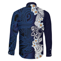 Blue Samoa Tattoo Family Matching Off Shoulder Short Dress and Hawaiian Shirt Plumeria Samoan Ocean Tatau Pattern LT14 - Polynesian Pride