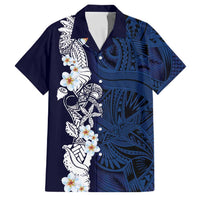 Blue Samoa Tattoo Family Matching Summer Maxi Dress and Hawaiian Shirt Plumeria Samoan Ocean Tatau Pattern LT14 Dad's Shirt - Short Sleeve Blue - Polynesian Pride