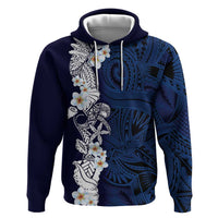 Blue Samoa Tattoo Hoodie Plumeria Samoan Ocean Tatau Pattern - Polynesian Pride