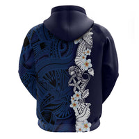 Blue Samoa Tattoo Hoodie Plumeria Samoan Ocean Tatau Pattern - Polynesian Pride