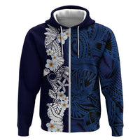 Blue Samoa Tattoo Hoodie Plumeria Samoan Ocean Tatau Pattern - Polynesian Pride